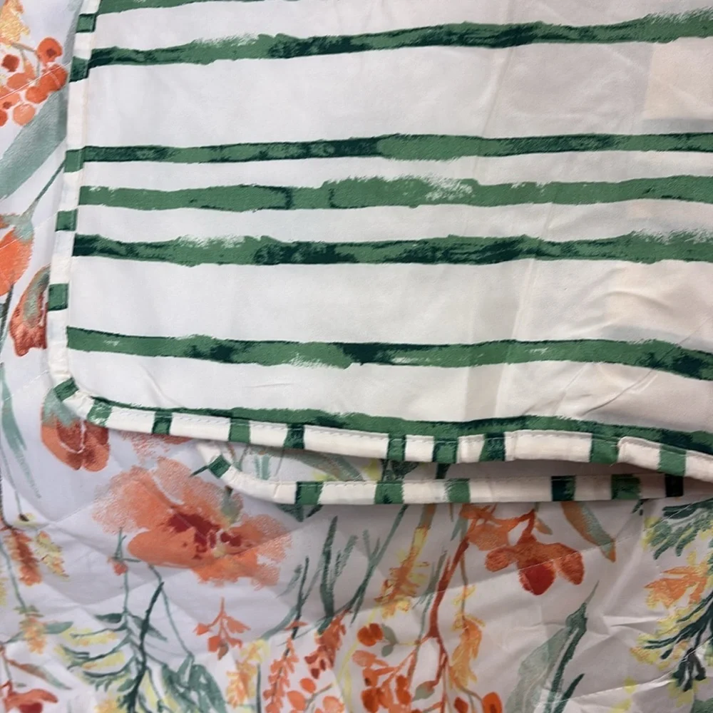 Floral Bedding Set with Orange and Green Accents